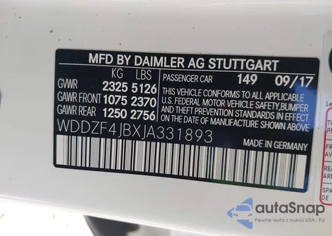 2018 Mercedes-Benz E 300 from USA, damaged, VIN WDDZF4JBXJA331893